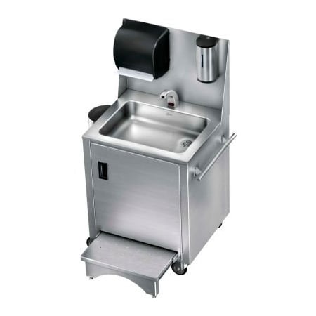 Zurn Just Mfg. Enviro Series Touchless Portable Hand Wash Station w/Slide Step, Hot/Cold, Stainless Steel B2385665
